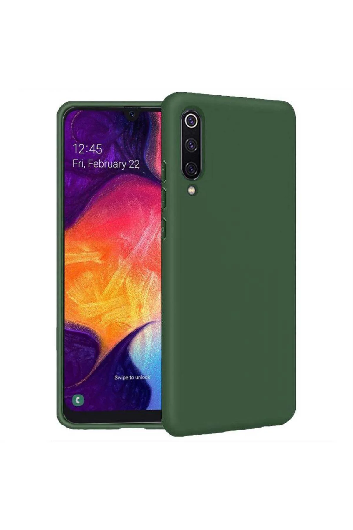 Samsung Galaxy A50 İçi Kadife Silikon Kılıf Yeşil