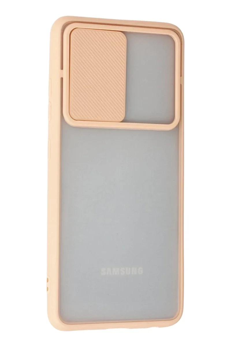 Samsung Galaxy A52 Kılıf Palm Buzlu Kamera Sürgülü Silikon - Pembe Samsung Galaxy A52 Kılıf Palm Buzlu Kamera Sürgülü Silikon - Pembe
