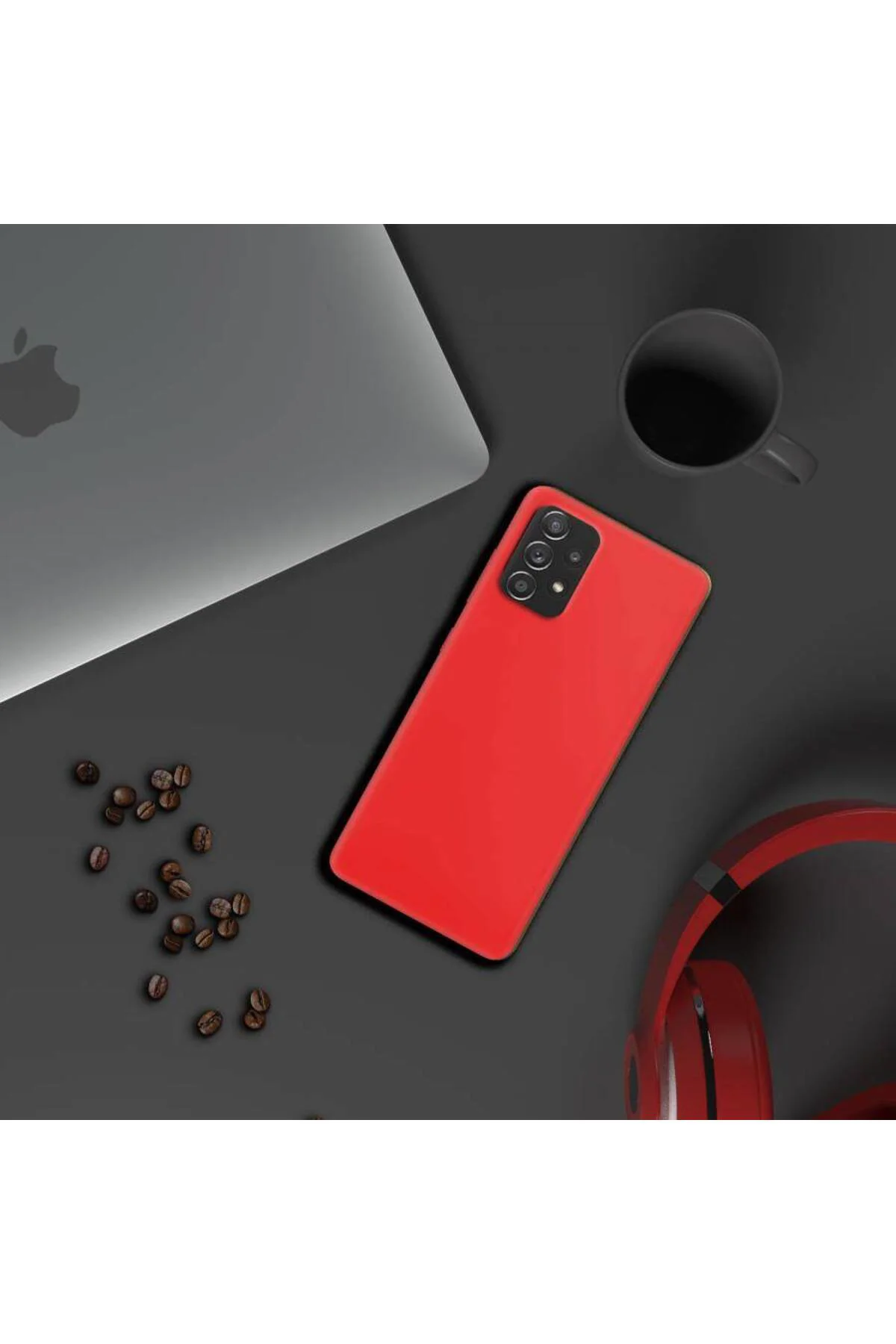 Samsung Galaxy A53 İnce Mat Silikon Kılıf Kırmızı