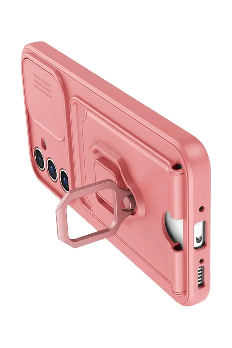 Samsung Galaxy A54 5G Kılıf Zuma Kartvizitli Yüzüklü Silikon - Pembe