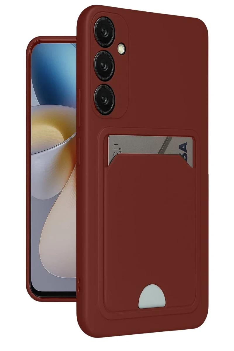Samsung Galaxy A55 5G Kılıf Kelvin Kartvizitli Silikon - Bordo Samsung Galaxy A55 5G Kılıf Kelvin Kartvizitli Silikon - Bordo