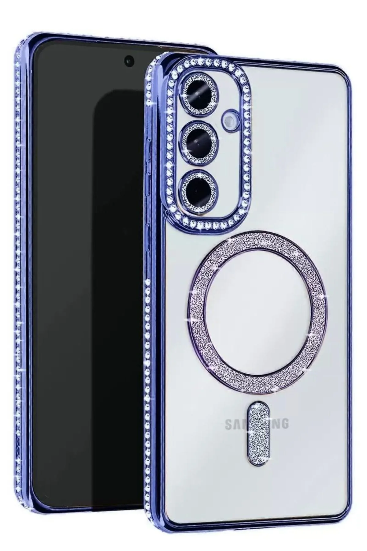 Samsung Galaxy A56 Joke Simli Magneticsafe Kılıf - Mavi