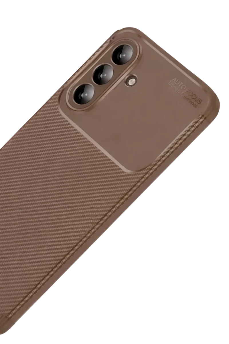 Samsung Galaxy A57 5G Auto Focus Karbon Kapak - Kahverengi Samsung Galaxy A57 5G Auto Focus Karbon Kapak - Kahverengi