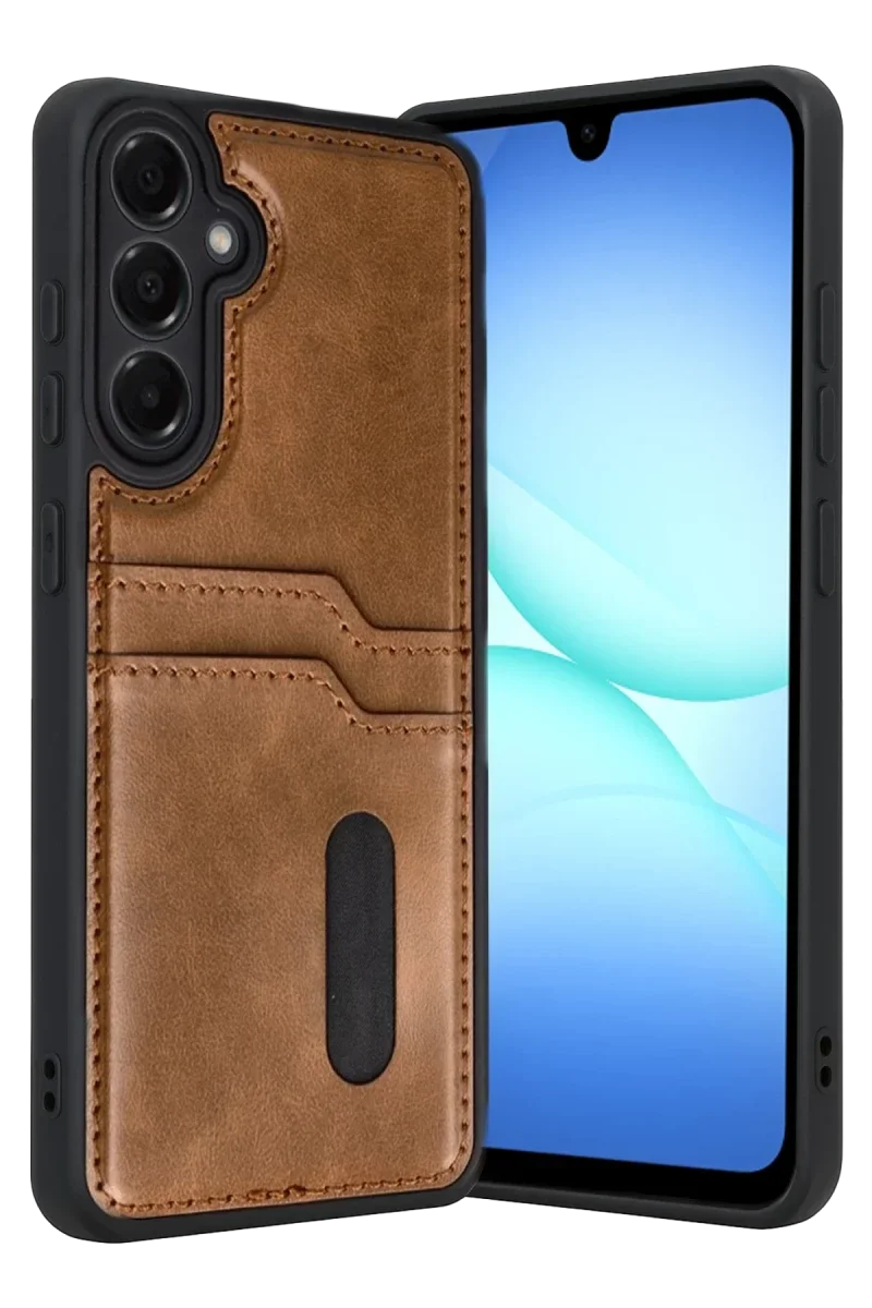 Samsung Galaxy A57 5G Sara Kartvizitli Deri Kılıf - Taba Samsung Galaxy A57 5G Sara Kartvizitli Deri Kılıf - Taba