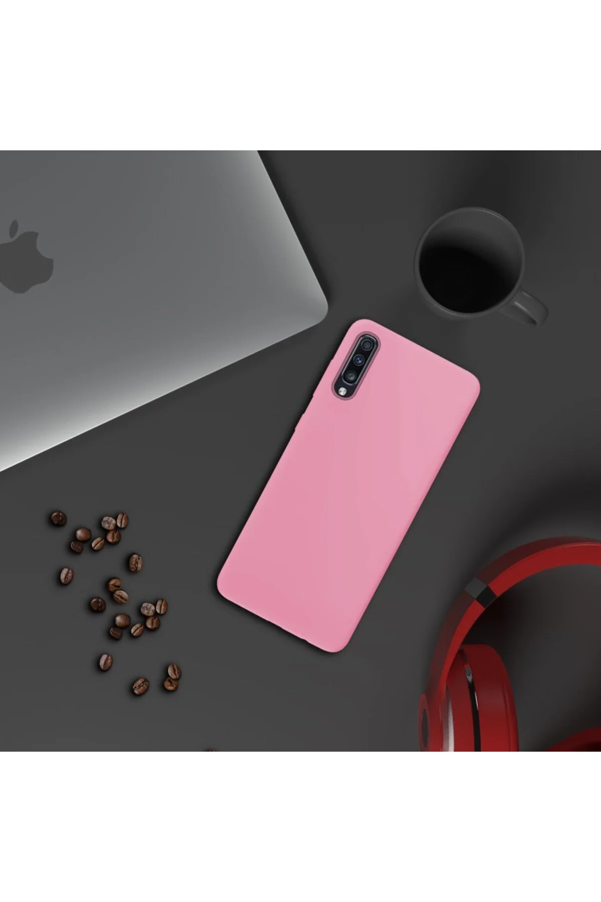 Samsung Galaxy A70 İnce Mat Silikon Kılıf Pembe