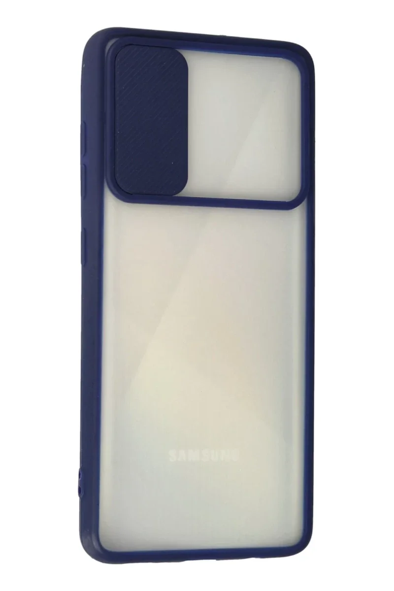 Samsung Galaxy A71 Kılıf Palm Buzlu Kamera Sürgülü Silikon - Lacivert Samsung Galaxy A71 Kılıf Palm Buzlu Kamera Sürgülü Silikon - Lacivert
