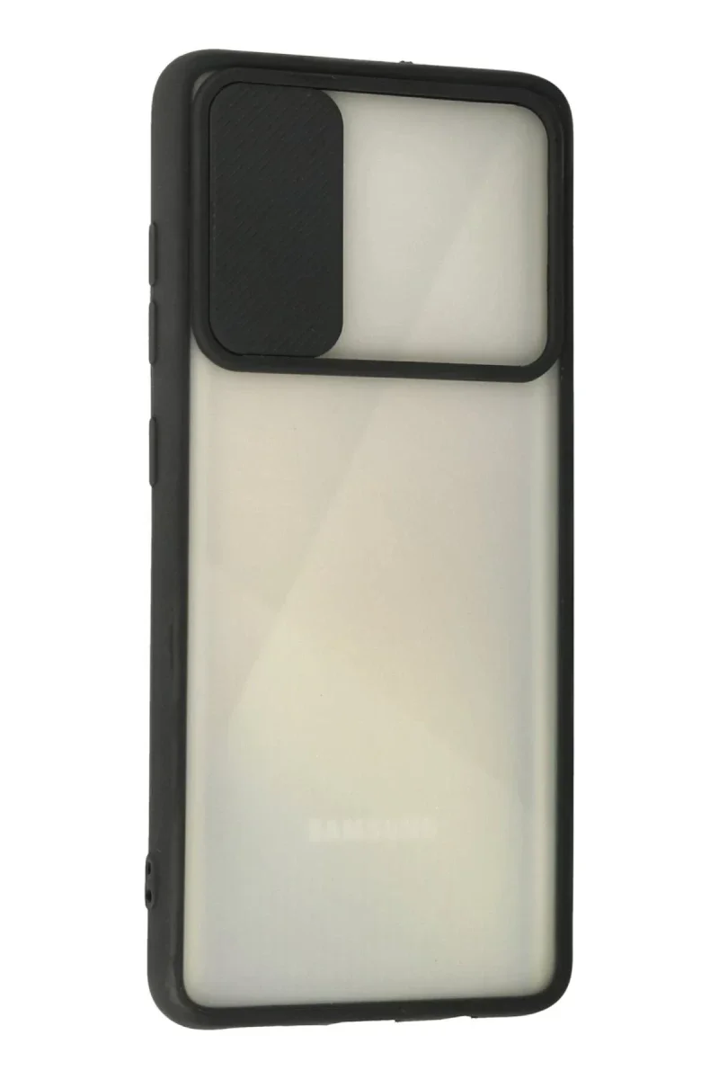 Samsung Galaxy A71 Kılıf Palm Buzlu Kamera Sürgülü Silikon - Siyah Samsung Galaxy A71 Kılıf Palm Buzlu Kamera Sürgülü Silikon - Siyah