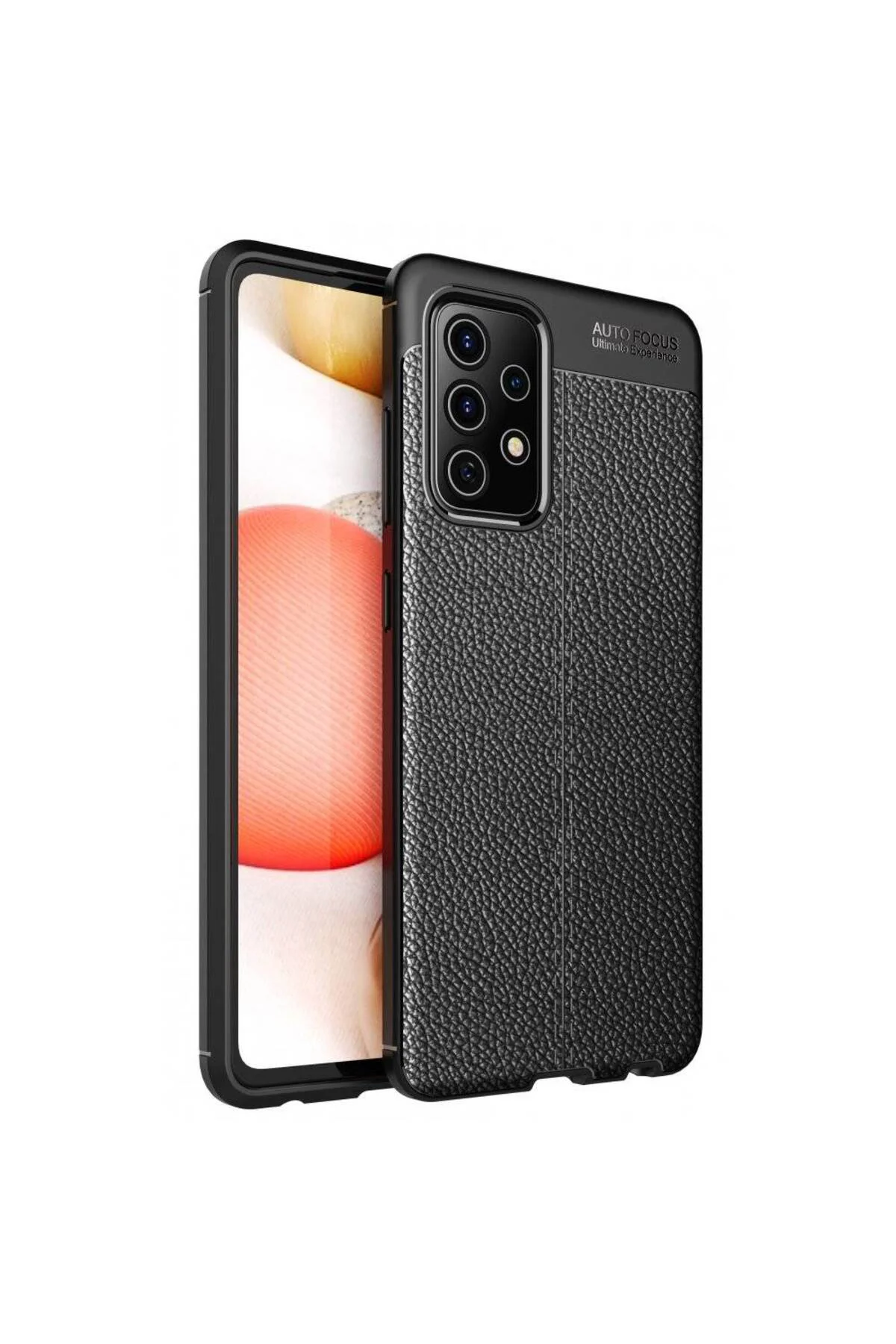 Samsung Galaxy A72 Deri Görünümlü Silikon Siyah