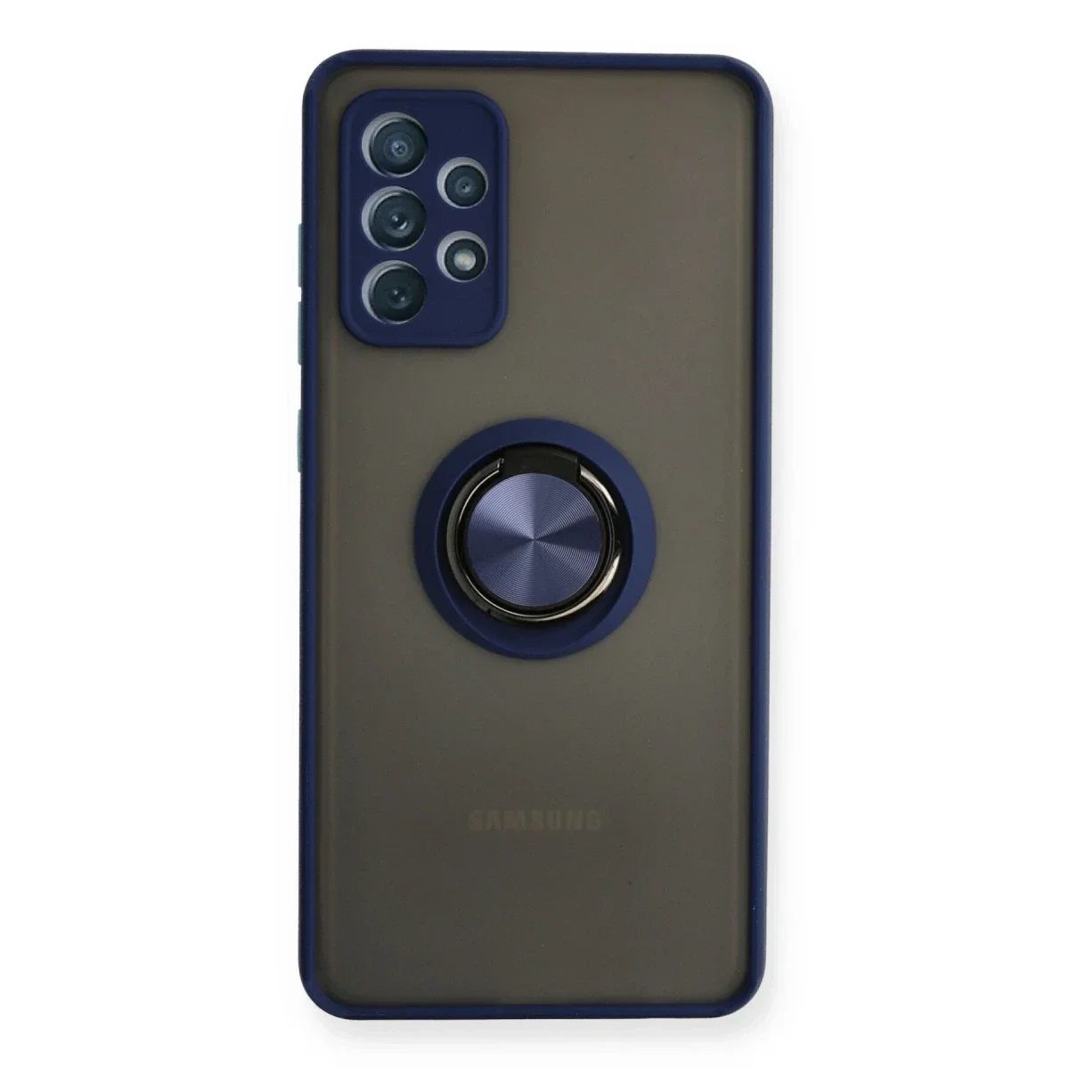 Samsung Galaxy A72 Kılıf Montreal Yüzüklü Silikon Kapak - Lacivert