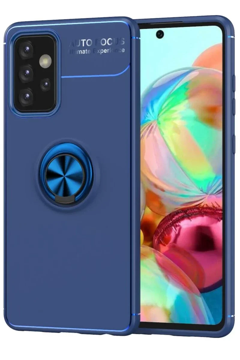 Samsung Galaxy A72 Kılıf Range Yüzüklü Silikon - Mavi Samsung Galaxy A72 Kılıf Range Yüzüklü Silikon - Mavi