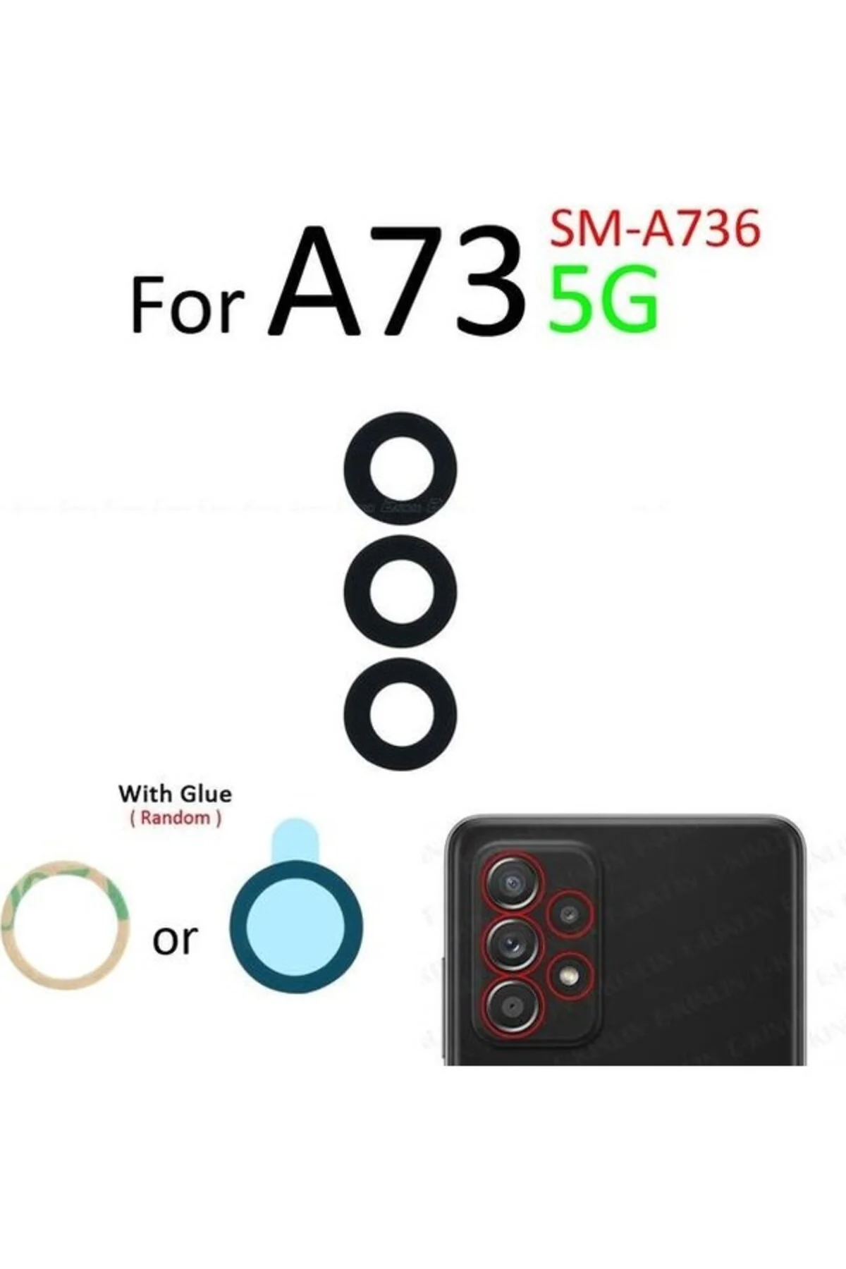 Samsung Galaxy A73 (4g) Arka Kamera Camı Lens Yapışkanlı