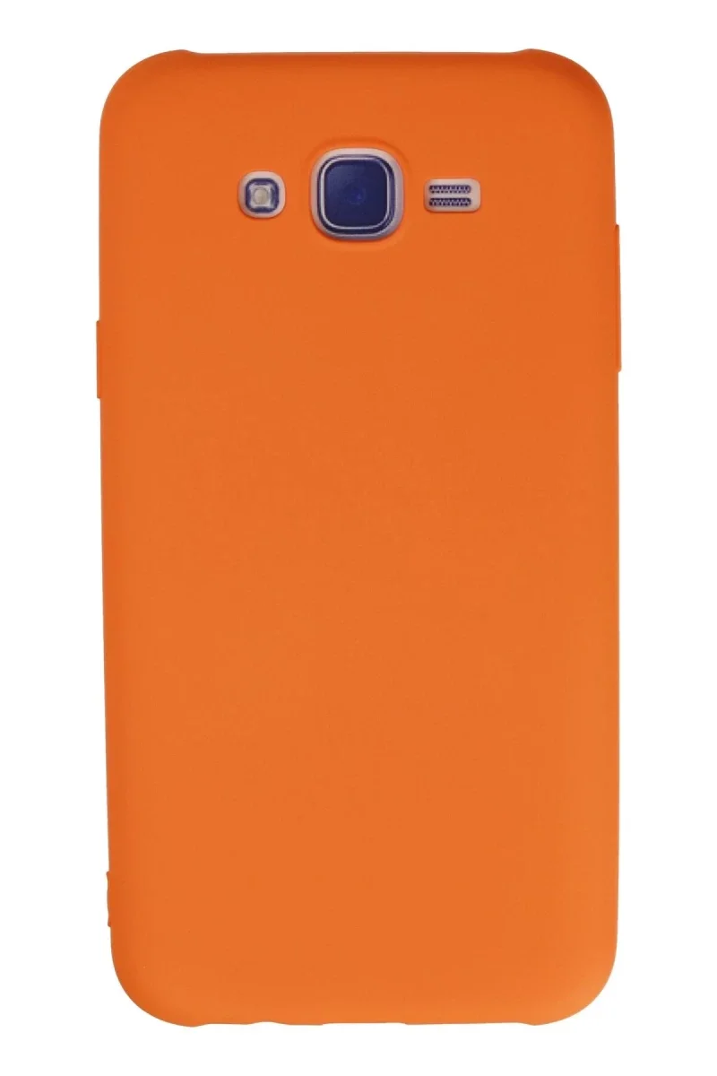 Samsung Galaxy J7 Kılıf Nano içi Kadife Silikon - Turuncu Samsung Galaxy J7 Kılıf Nano içi Kadife Silikon - Turuncu