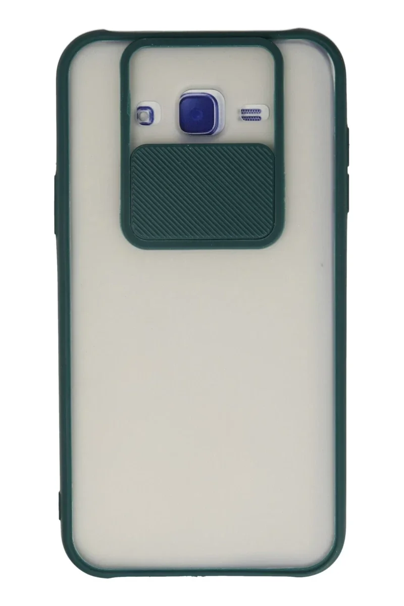 Samsung Galaxy J7 Kılıf Palm Buzlu Kamera Sürgülü Silikon - Yeşil