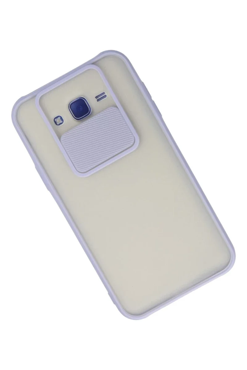 Samsung Galaxy J7 Kılıf Palm Buzlu Kamera Sürgülü Silikon - Lila Samsung Galaxy J7 Kılıf Palm Buzlu Kamera Sürgülü Silikon - Lila