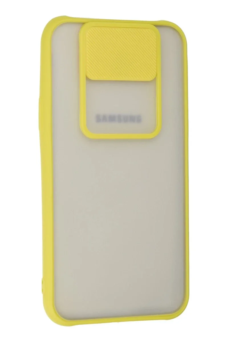 Samsung Galaxy J7 Kılıf Palm Buzlu Kamera Sürgülü Silikon - Sarı Samsung Galaxy J7 Kılıf Palm Buzlu Kamera Sürgülü Silikon - Sarı