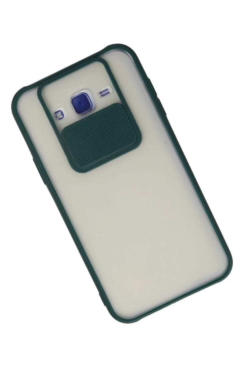 Samsung Galaxy J7 Kılıf Palm Buzlu Kamera Sürgülü Silikon - Yeşil