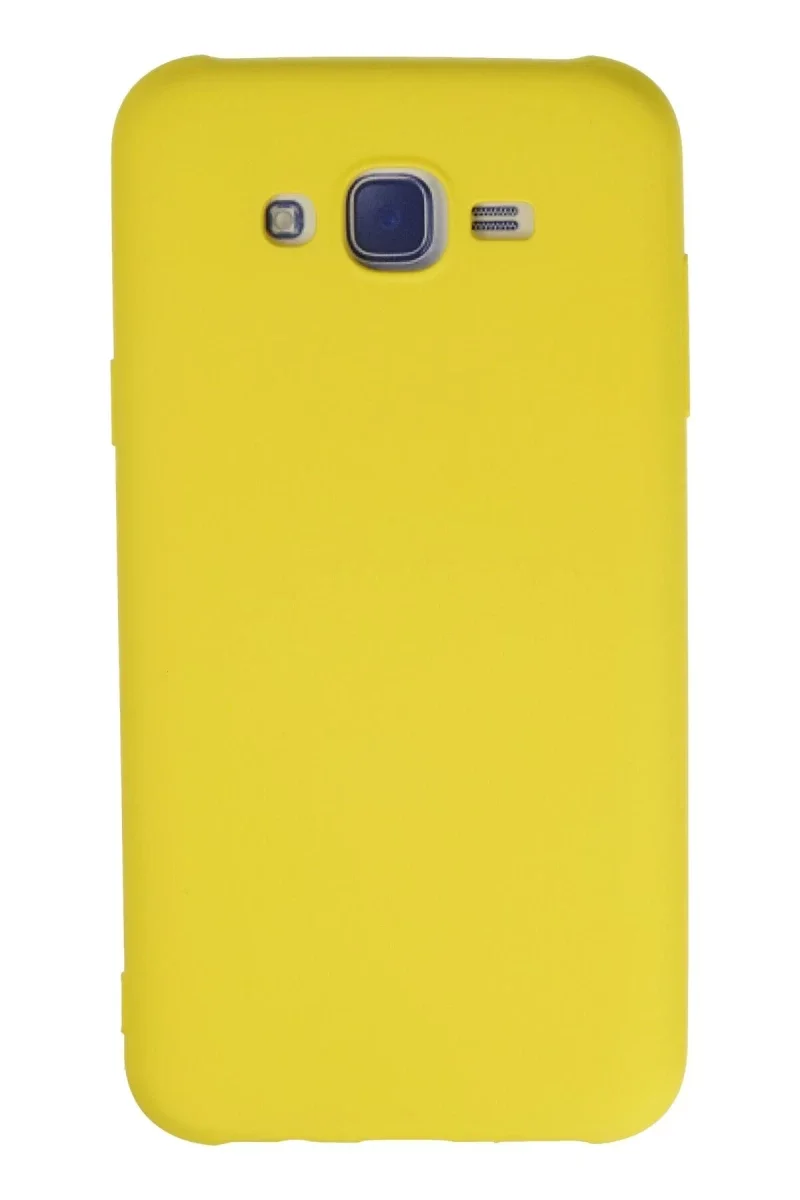 Samsung Galaxy J7 Kılıf Nano içi Kadife Silikon - Sarı