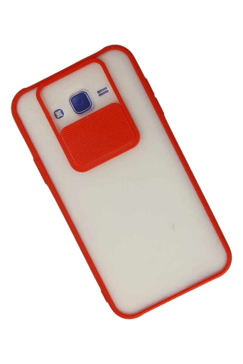 Samsung Galaxy J7 Kılıf Palm Buzlu Kamera Sürgülü Silikon - Kırmızı Samsung Galaxy J7 Kılıf Palm Buzlu Kamera Sürgülü Silikon - Kırmızı