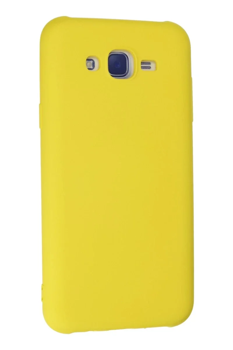 Samsung Galaxy J7 Kılıf Nano içi Kadife Silikon - Sarı