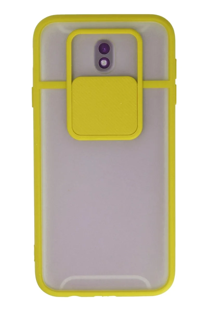 Samsung Galaxy J7 Pro / J730 Kılıf Palm Buzlu Kamera Sürgülü Silikon - Sarı Samsung Galaxy J7 Pro / J730 Kılıf Palm Buzlu Kamera Sürgülü Silikon - Sarı