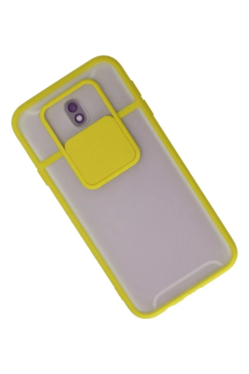 Samsung Galaxy J7 Pro / J730 Kılıf Palm Buzlu Kamera Sürgülü Silikon - Sarı Samsung Galaxy J7 Pro / J730 Kılıf Palm Buzlu Kamera Sürgülü Silikon - Sarı