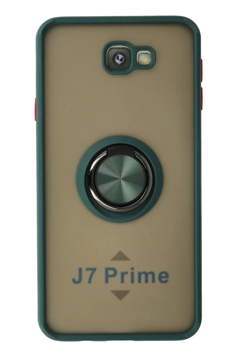 Samsung Galaxy J7 Prime Kılıf Montreal Yüzüklü Silikon Kapak - Yeşil