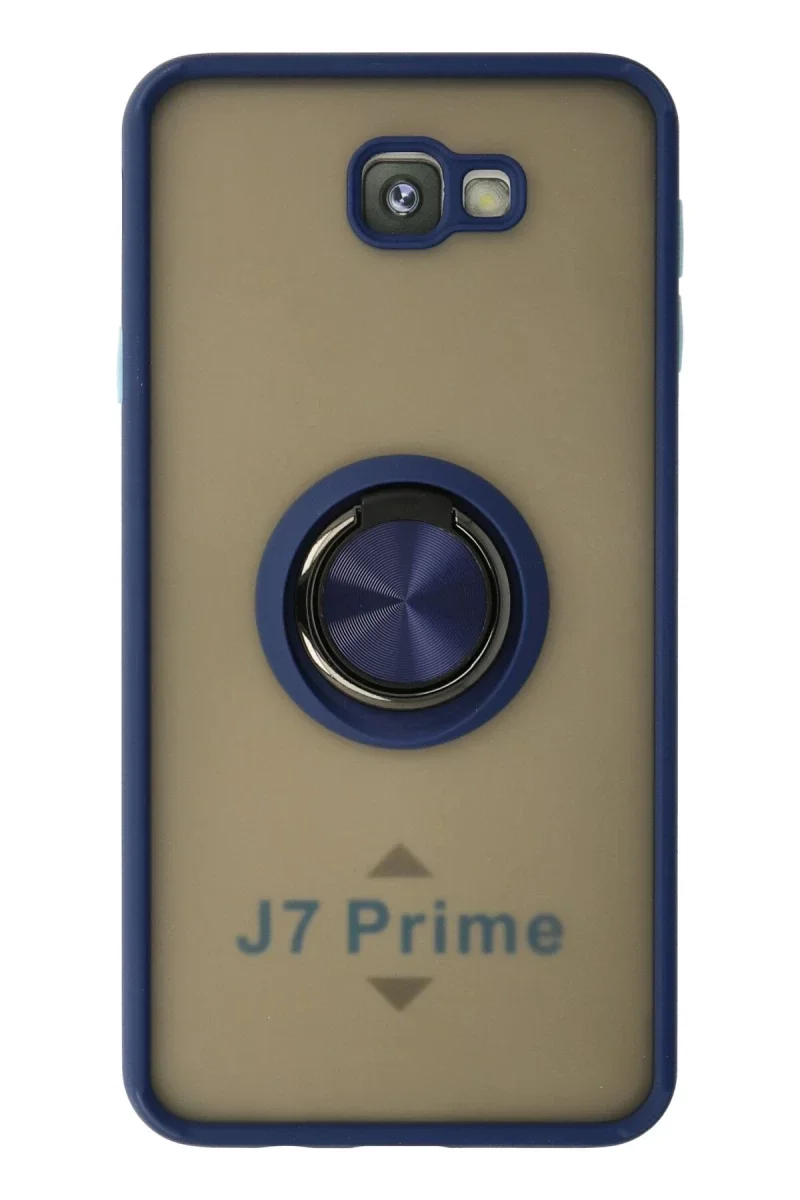 Samsung Galaxy J7 Prime Kılıf Montreal Yüzüklü Silikon Kapak - Lacivert