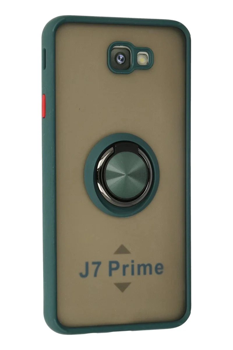Samsung Galaxy J7 Prime Kılıf Montreal Yüzüklü Silikon Kapak - Yeşil