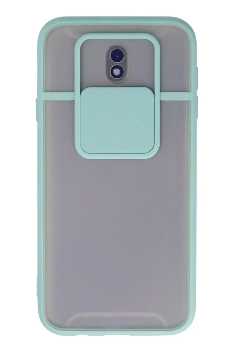 Samsung Galaxy J7 Pro / J730 Kılıf Palm Buzlu Kamera Sürgülü Silikon - Turkuaz