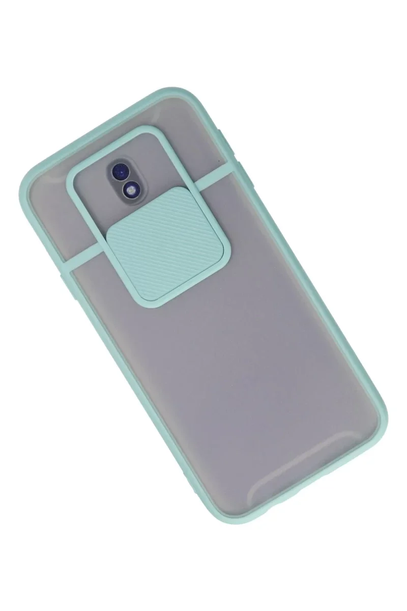 Samsung Galaxy J7 Pro / J730 Kılıf Palm Buzlu Kamera Sürgülü Silikon - Turkuaz