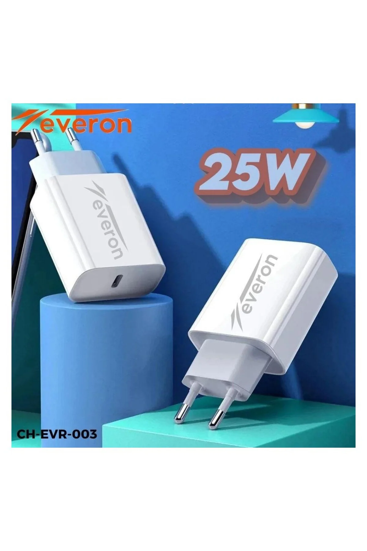 Samsung Galaxy M06 5G İle Uyumlu 25W QC 3.4a Type C Şarj Adaptörü Evr-003
