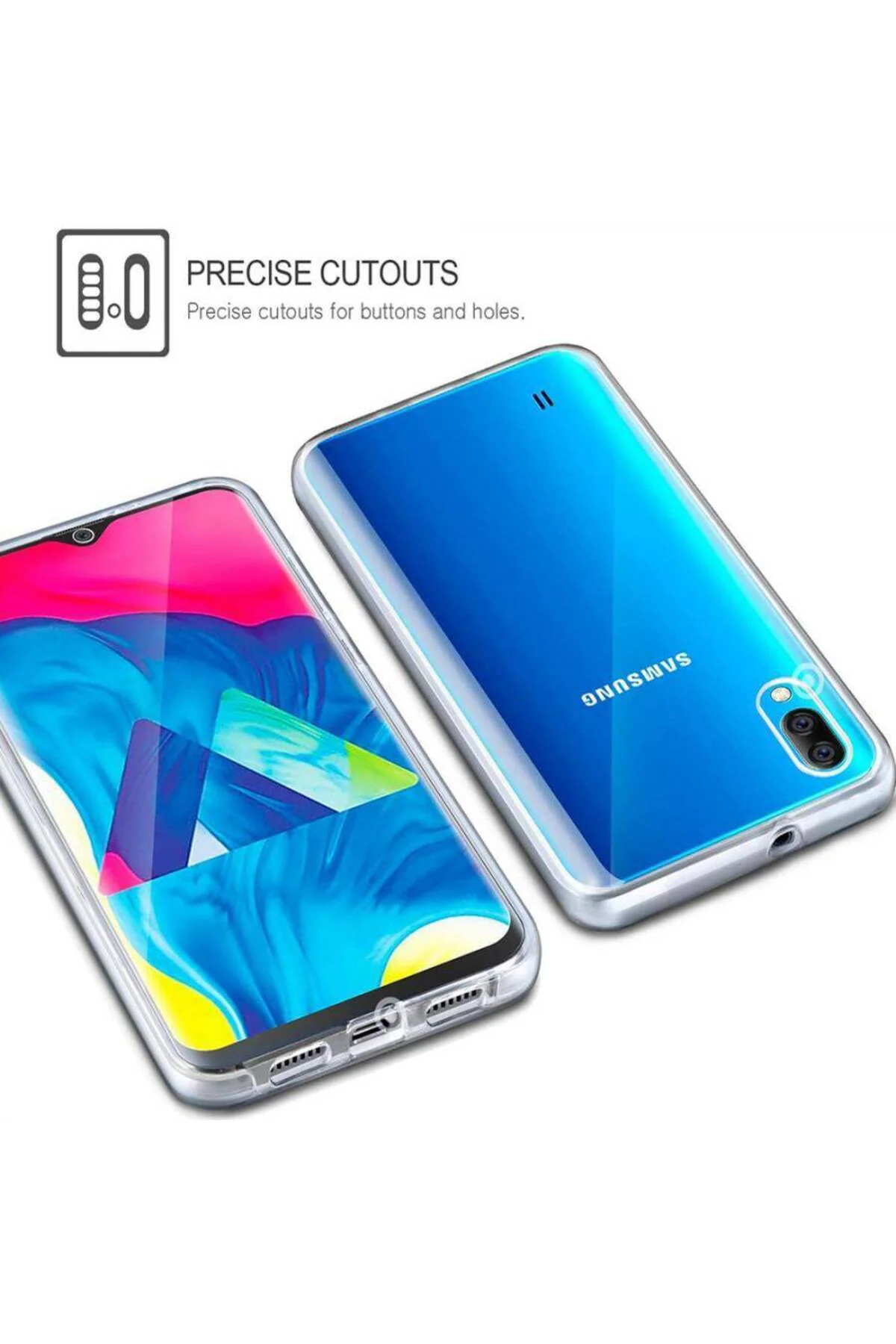 Samsung Galaxy M10 Çift Taraflı Silikon Kılıf Şeffaf