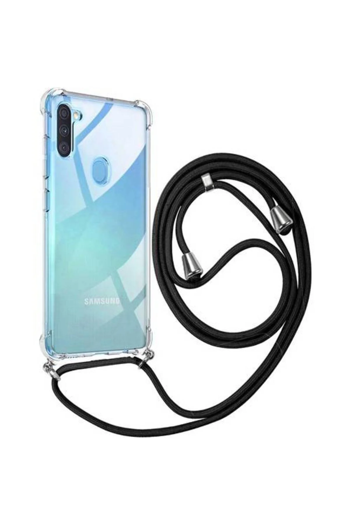 Samsung Galaxy M11 Askılı İpli Şeffaf Tank Kılıf