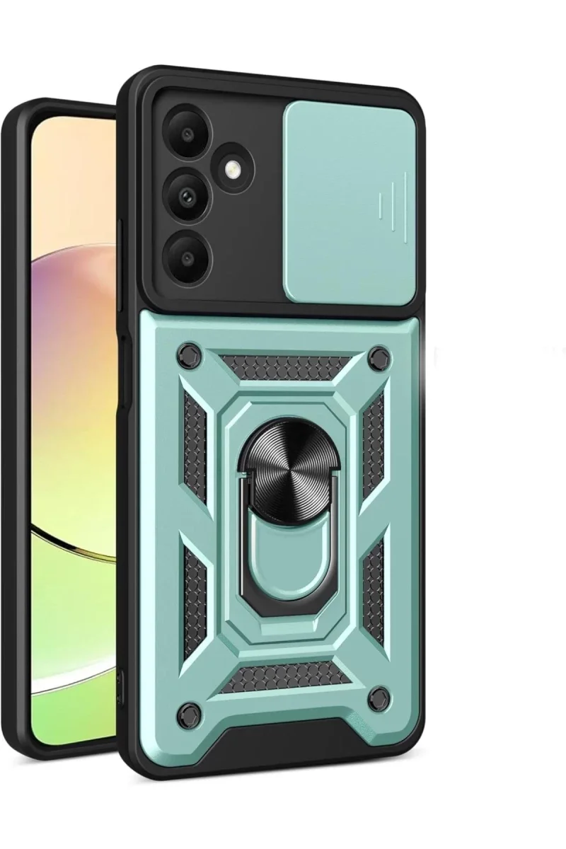 Samsung Galaxy M15 Kılıf Pars Lens Yüzüklü Silikon - Yeşil
