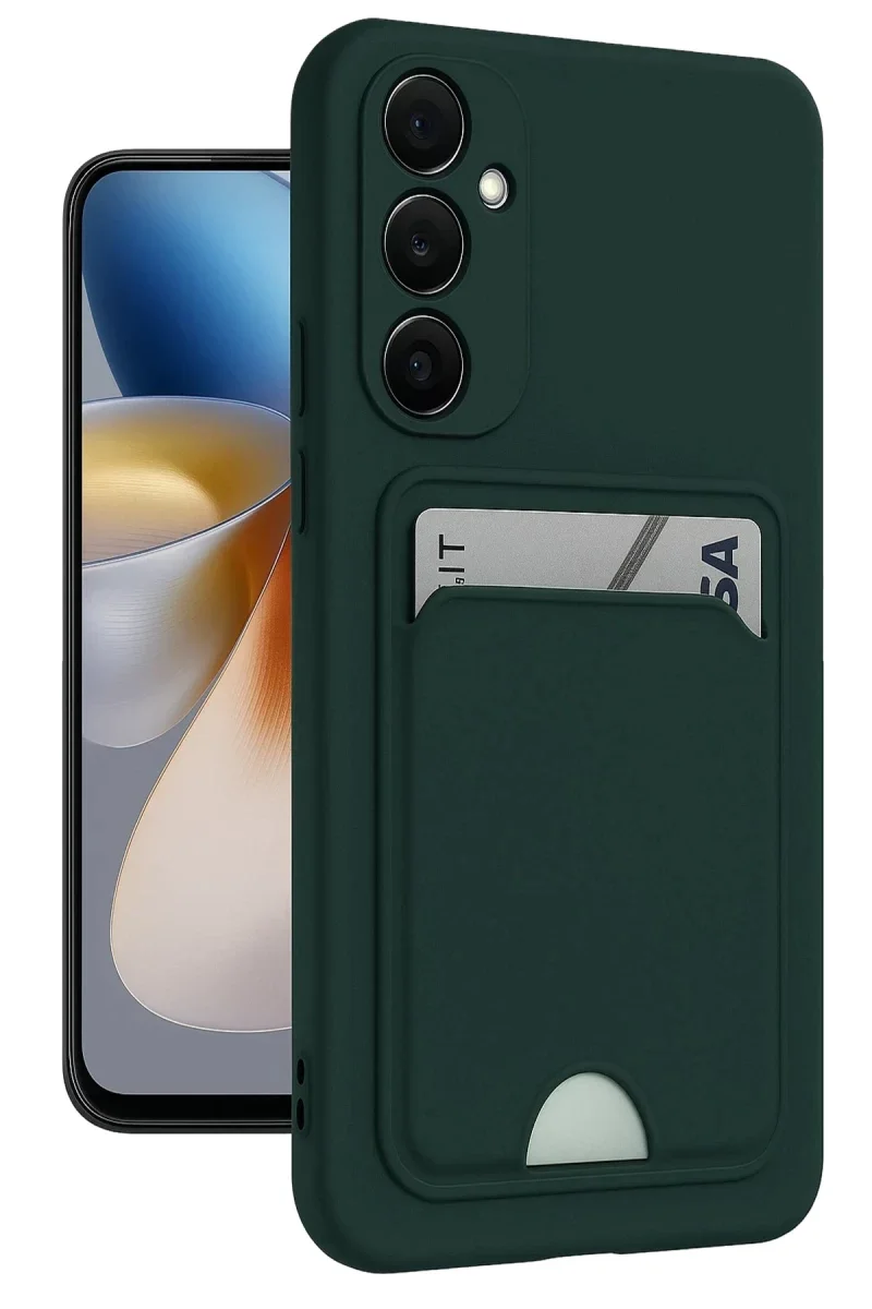 Samsung Galaxy M15 Kelvin Kartvizitli Silikon - Koyu Yeşil Samsung Galaxy M15 Kelvin Kartvizitli Silikon - Koyu Yeşil