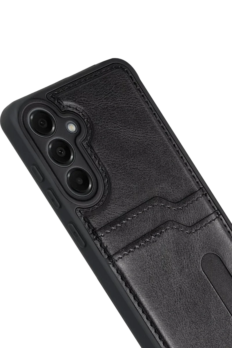 Samsung Galaxy M15 Sara Kartvizitli Deri Kılıf - Siyah Samsung Galaxy M15 Sara Kartvizitli Deri Kılıf - Siyah