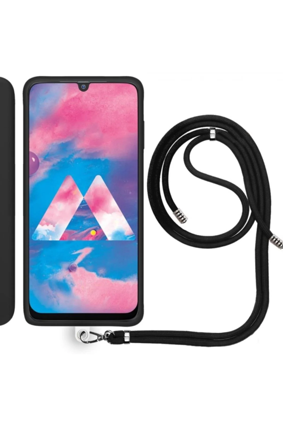 Samsung Galaxy M30 (M305F) İp Askılı Silikon Kılıf Siyah