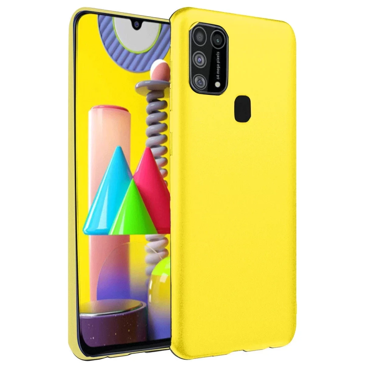 Samsung Galaxy M31 Kılıf Nano içi Kadife Silikon - Sarı