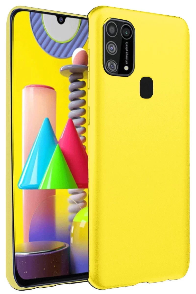 Samsung Galaxy M31 Kılıf Nano içi Kadife Silikon - Sarı