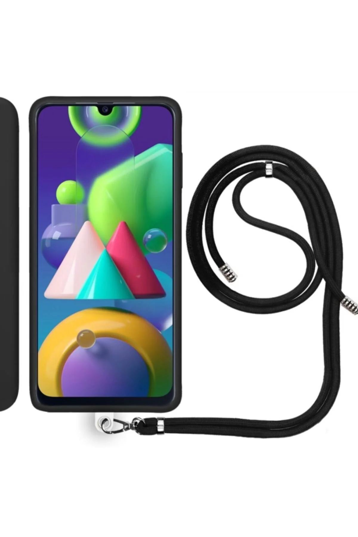 Samsung Galaxy M31 (M315F) İp Askılı Silikon Kılıf Siyah