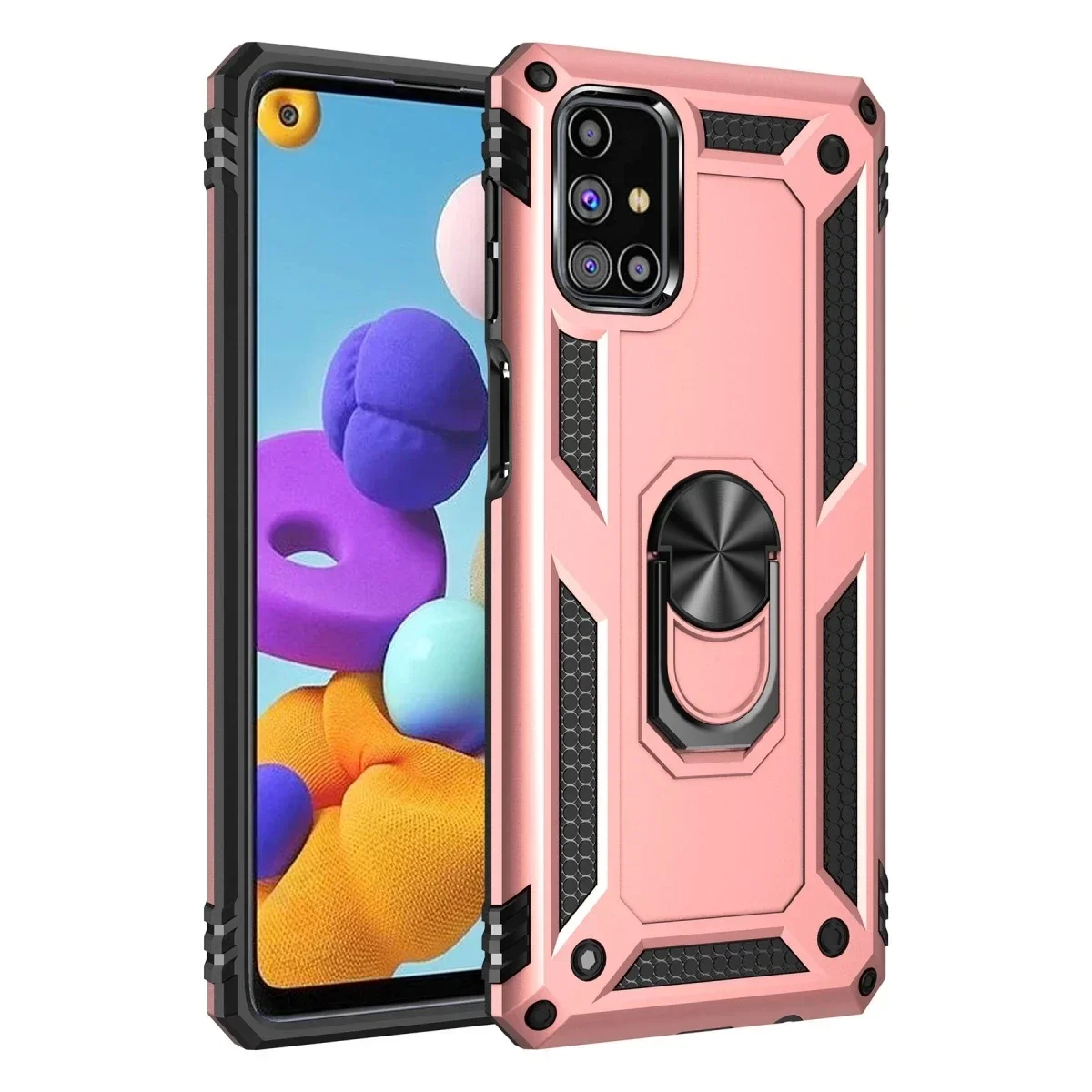 Samsung Galaxy M31S Kılıf Sofya Yüzüklü Silikon Kapak - Rose