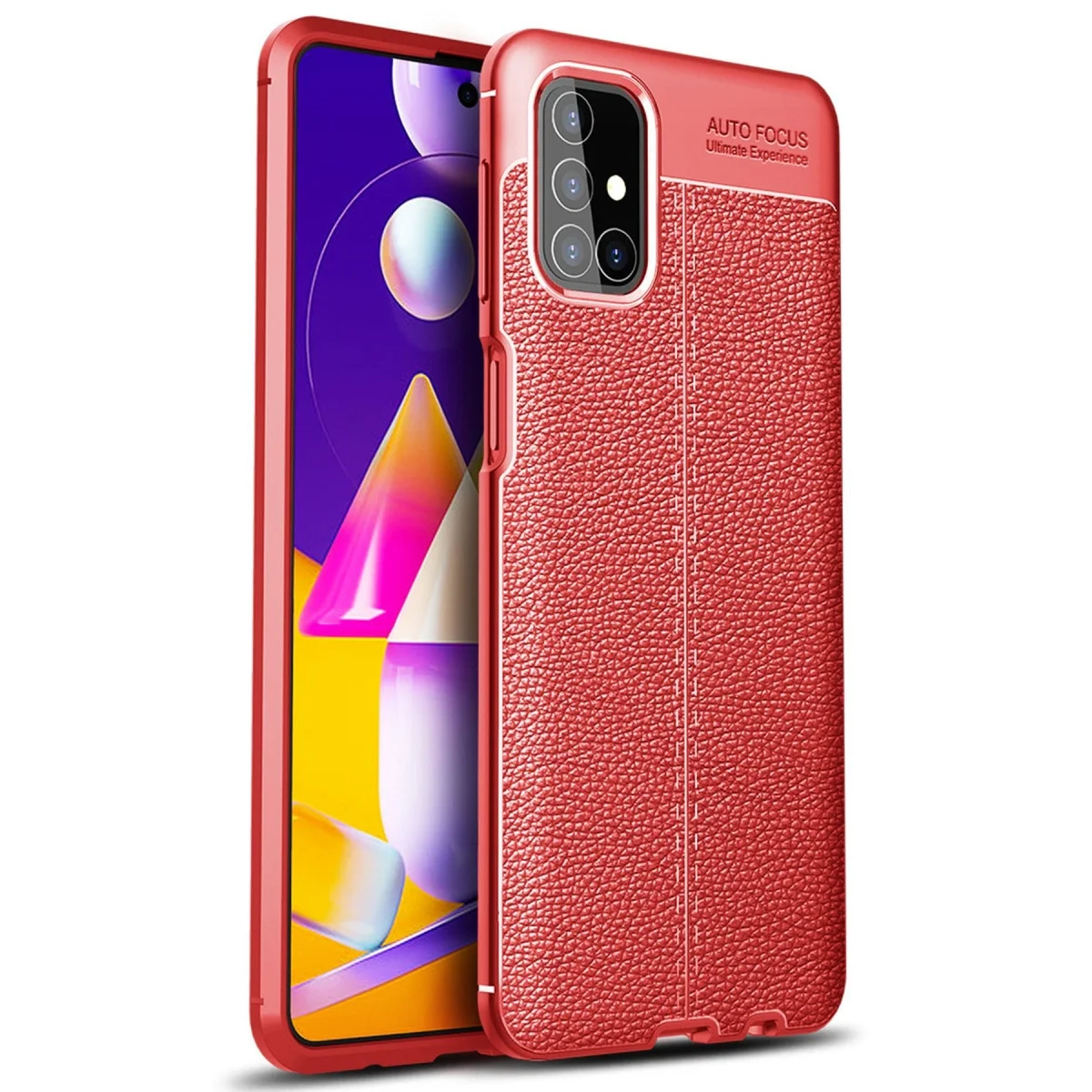 Samsung Galaxy M31s Kılıf Auto Focus Kapak - Kırmızı Samsung Galaxy M31s Kılıf Auto Focus Kapak - Kırmızı