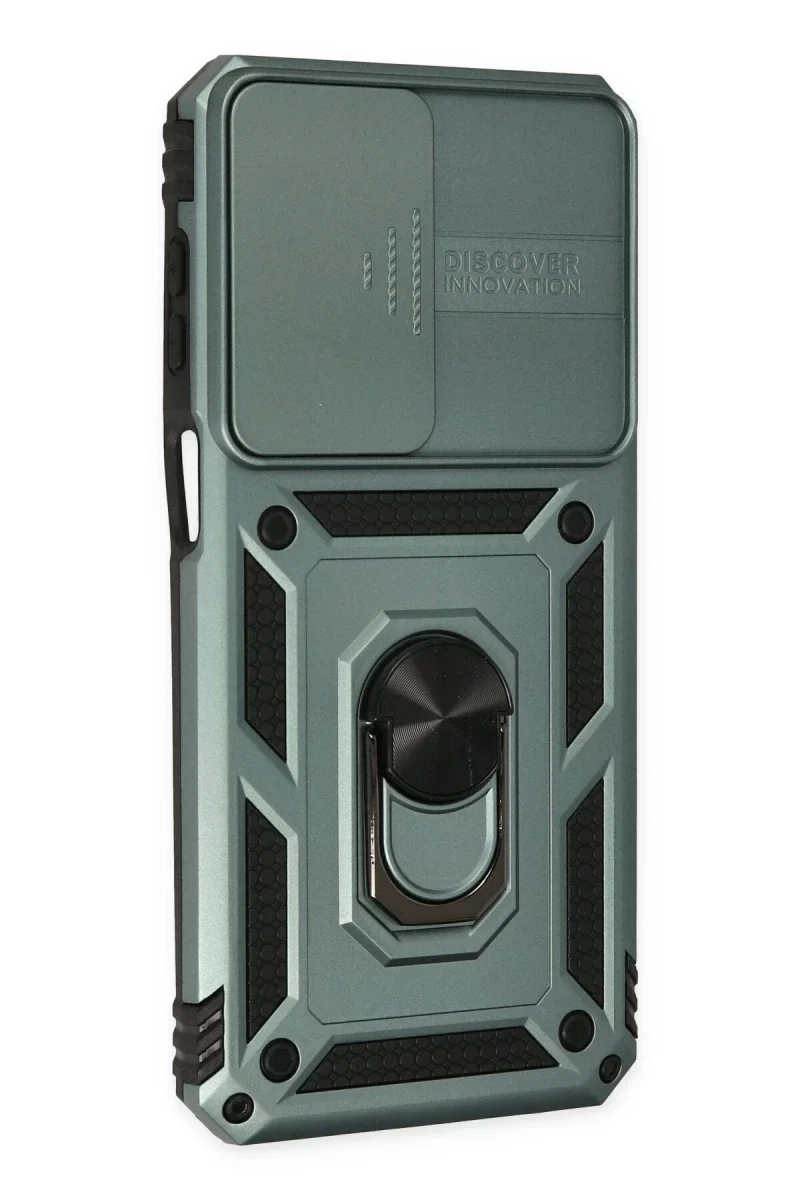 Samsung Galaxy M33 Kılıf Pars Lens Yüzüklü Silikon - Yeşil