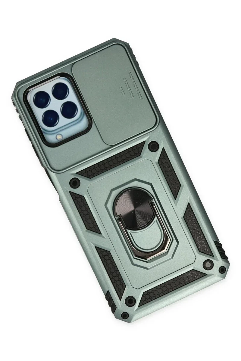 Samsung Galaxy M33 Kılıf Pars Lens Yüzüklü Silikon - Yeşil
