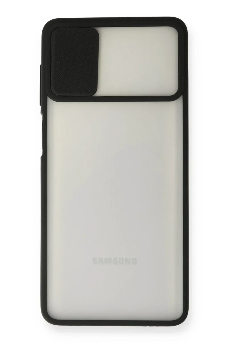 Samsung Galaxy M51 Kılıf Palm Buzlu Kamera Sürgülü Silikon - Siyah Samsung Galaxy M51 Kılıf Palm Buzlu Kamera Sürgülü Silikon - Siyah