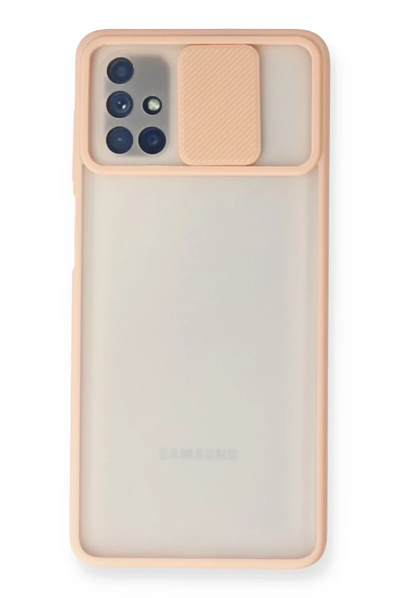 Samsung Galaxy M51 Kılıf Palm Buzlu Kamera Sürgülü Silikon - Pembe Samsung Galaxy M51 Kılıf Palm Buzlu Kamera Sürgülü Silikon - Pembe