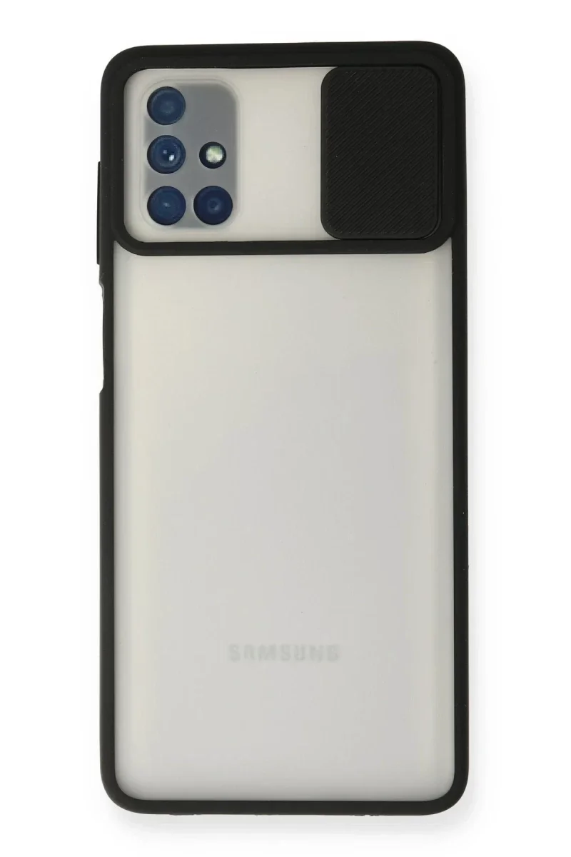 Samsung Galaxy M51 Kılıf Palm Buzlu Kamera Sürgülü Silikon - Siyah Samsung Galaxy M51 Kılıf Palm Buzlu Kamera Sürgülü Silikon - Siyah
