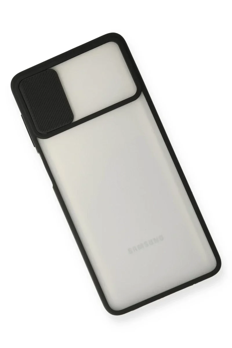 Samsung Galaxy M51 Kılıf Palm Buzlu Kamera Sürgülü Silikon - Siyah Samsung Galaxy M51 Kılıf Palm Buzlu Kamera Sürgülü Silikon - Siyah
