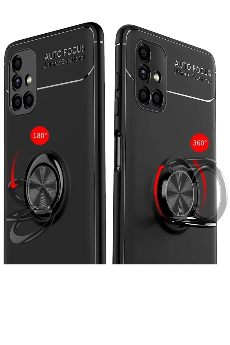 Samsung Galaxy M51 Kılıf Range Yüzüklü Silikon - Siyah-Kırmızı Samsung Galaxy M51 Kılıf Range Yüzüklü Silikon - Siyah-Kırmızı