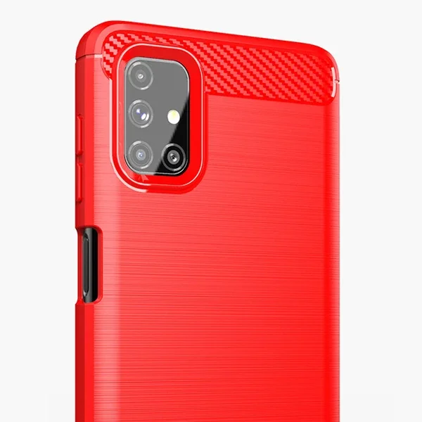 Samsung Galaxy M51 Silikon Kılıf Brushed Carbon Fiber - Darbeye Dayanıklı TPU Tam Koruyucu